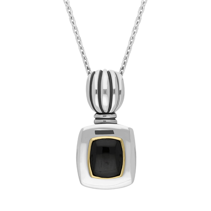 Sterling Silver Whitby Jet Oblong Necklace D