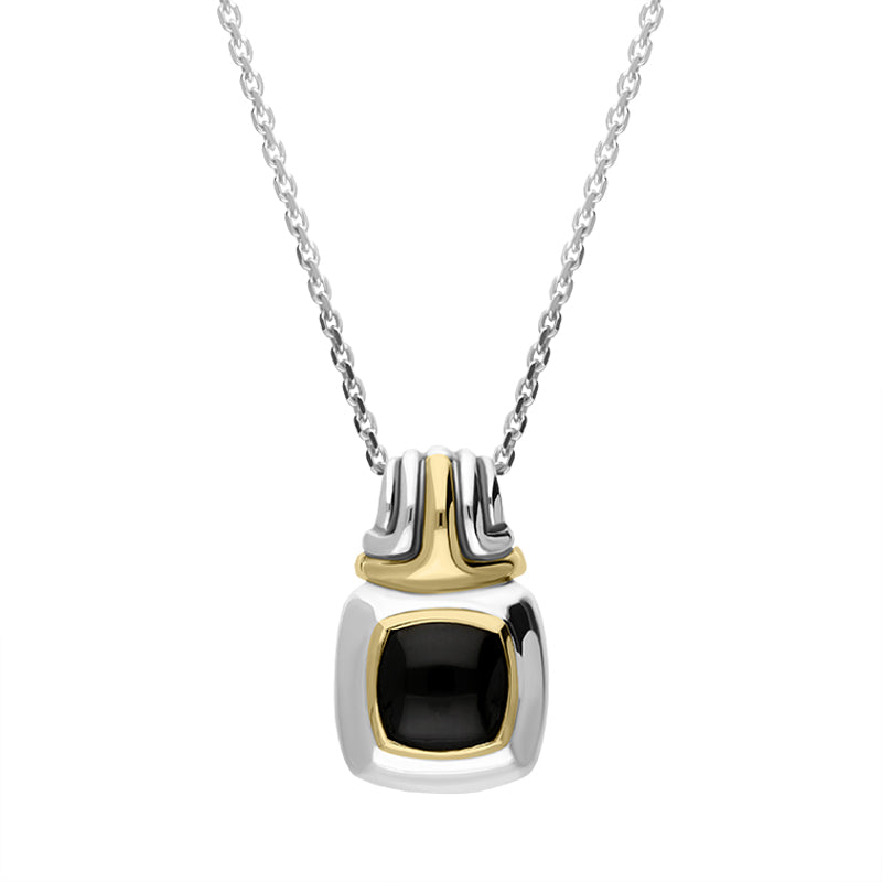 Sterling Silver Whitby Jet Square Necklace D