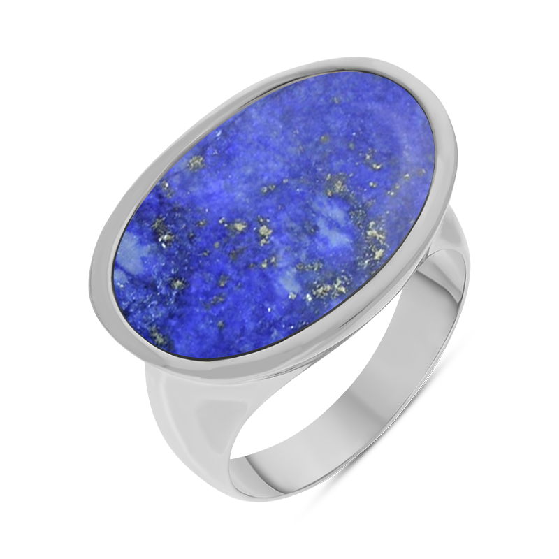 Sterling Silver Lapis Lazuli Oval Statement Ring D