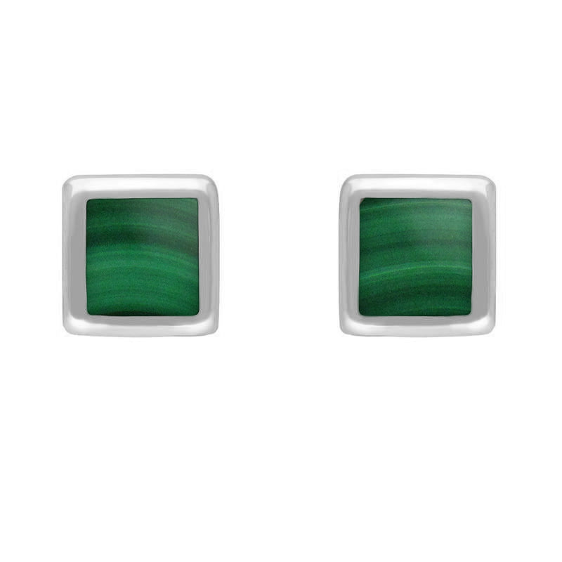 Sterling Silver Malachite Dinky Square Stud Earrings
