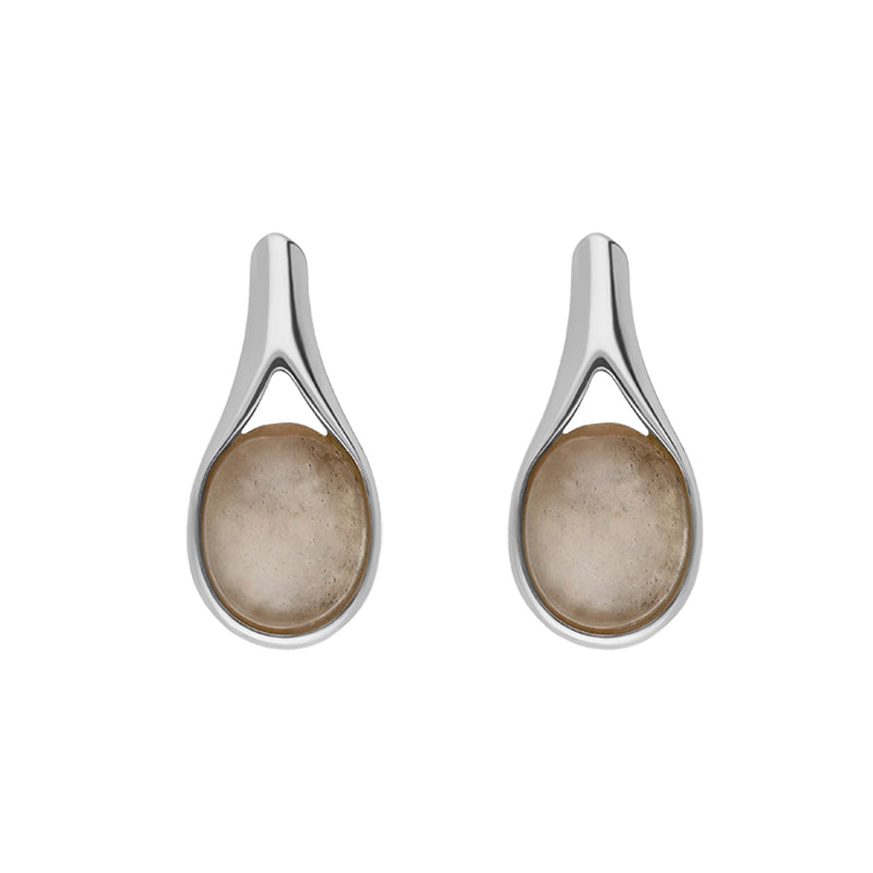 Sterling Silver Moonstone Tear Drop Oval Stud Earrings D