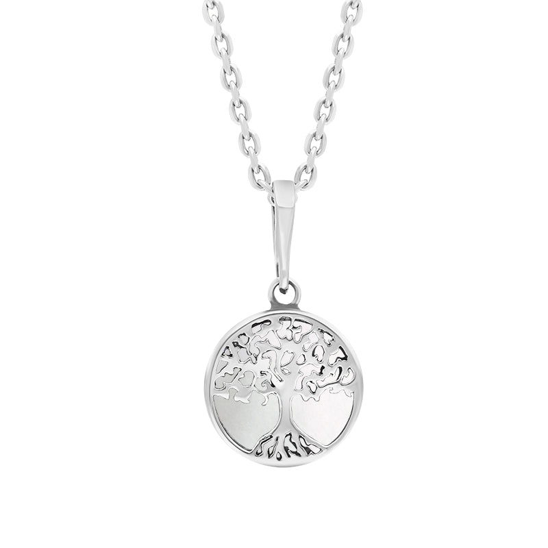 Sterling Silver Small Bauxite Round Tree of Life Necklace