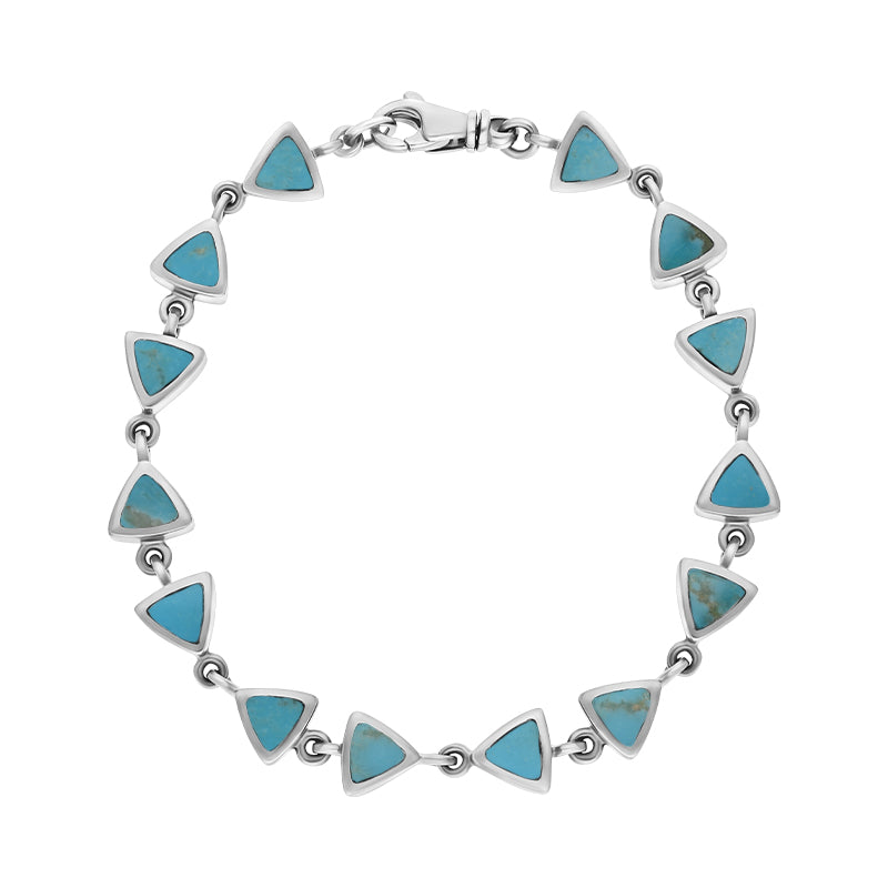 Sterling Silver Turquoise Curved Triangle Bracelet