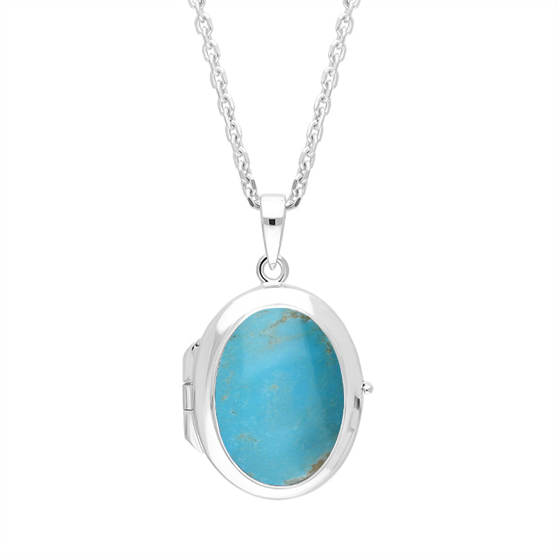Sterling Silver Turquoise Oval Locket Pendant