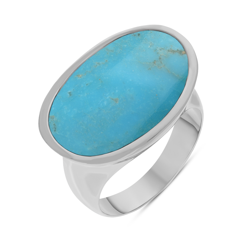 Sterling Silver Turquoise Oval Statement Ring D