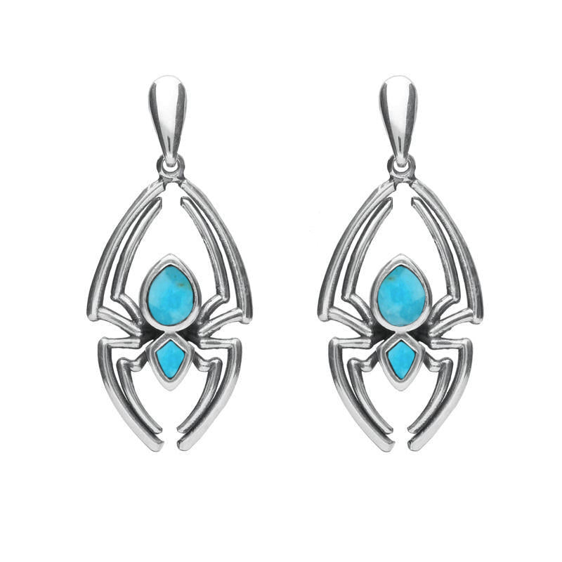 Sterling Silver Turquoise Spider Drop Earrings