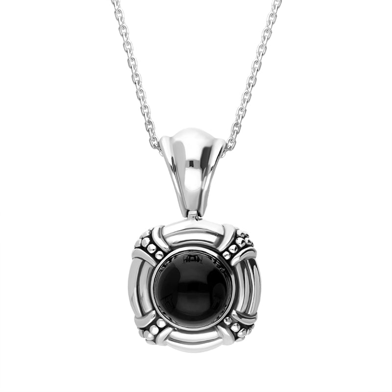 Sterling Silver Whitby Jet Circular Banded Necklace D