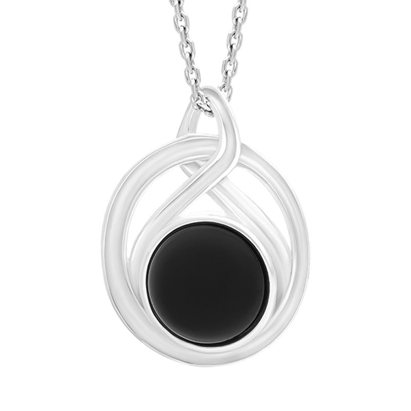 Sterling Silver Whitby Jet Open Twist Necklace