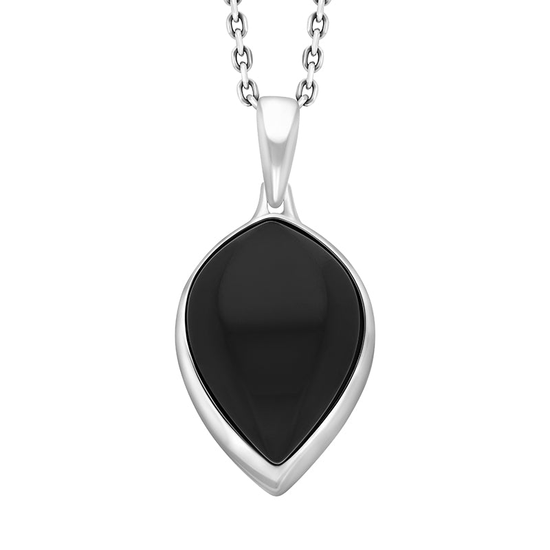 Sterling Silver Whitby Jet Upside Pear Necklace