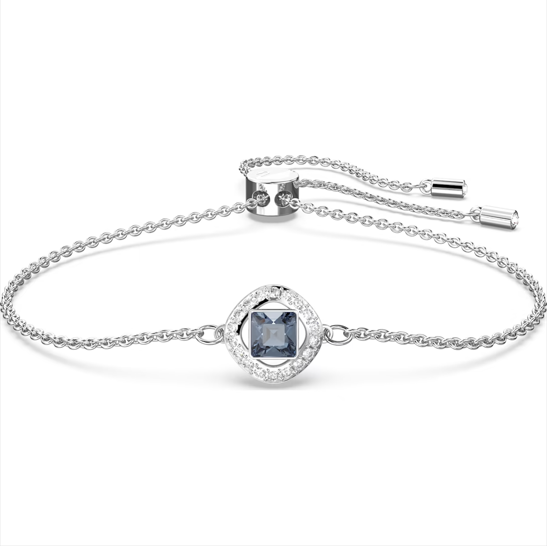 Swarovski Angelic Rhodium Plated Square Cut Blue Crystal Bracelet