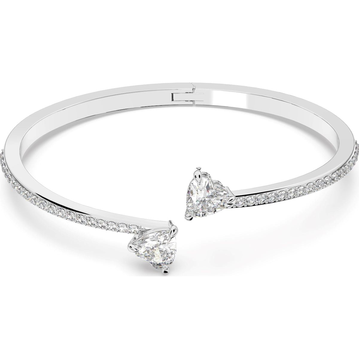 Swarovski Attract Rhodium Plated White Crystal Heart Bangle