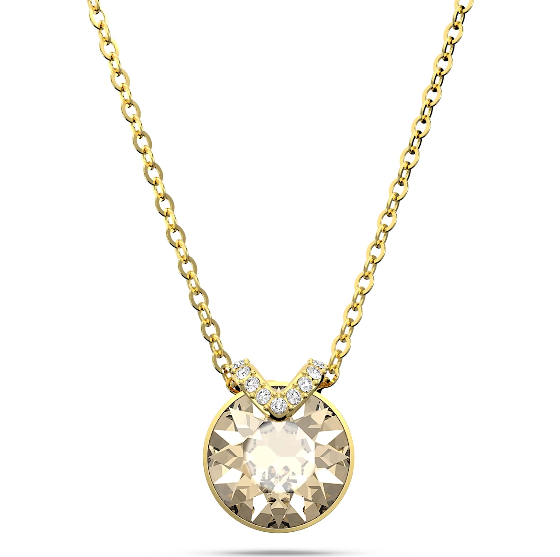 Swarovski Bella Yellow Gold Tone Plated V Clear Crystal Necklace