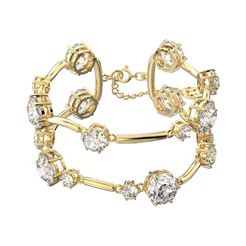 Swarovski Constella Yellow Gold Tone Plated White Crystal Bangle