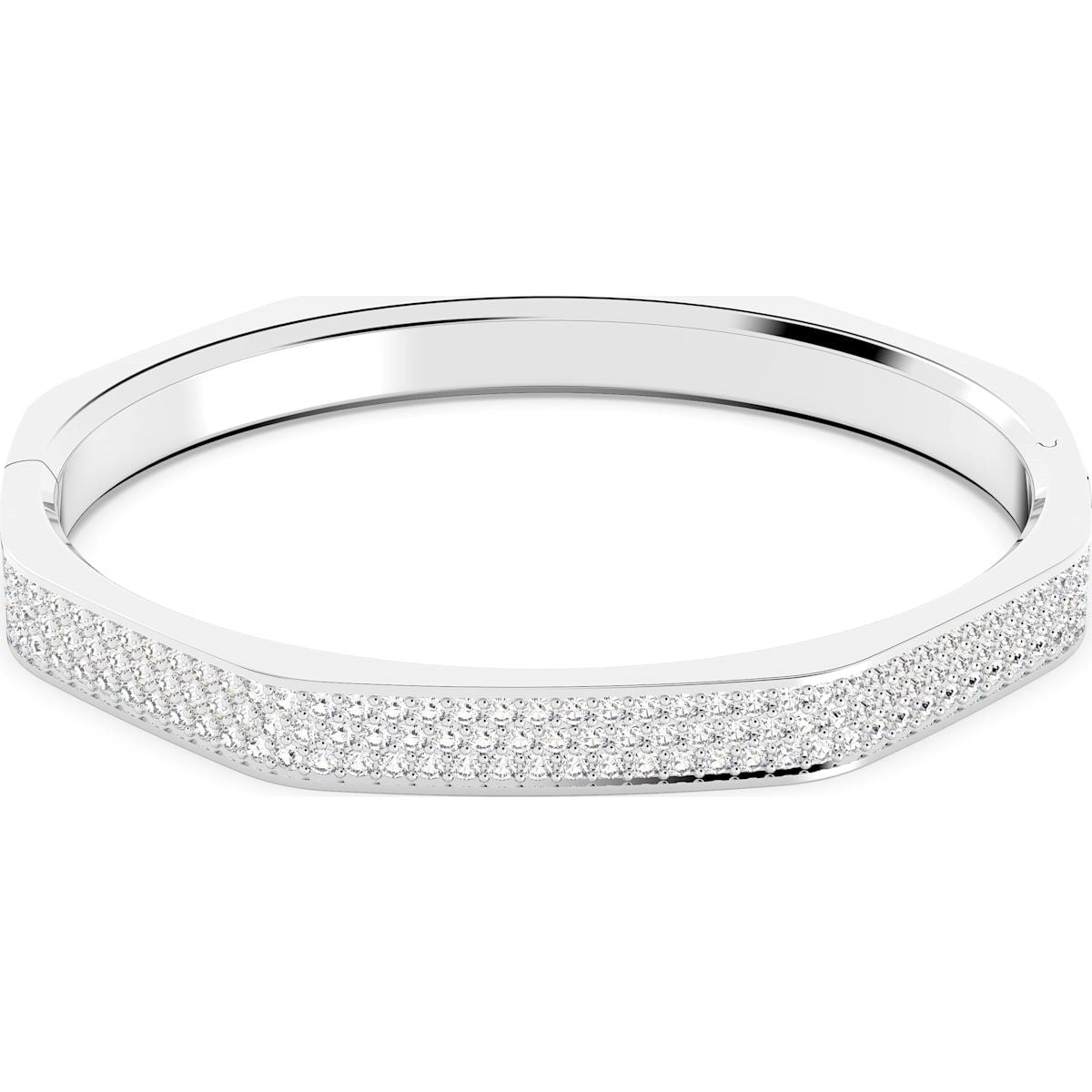 Swarovski Dextera Rhodium Plated White Crystal Octagon Cut Bangle