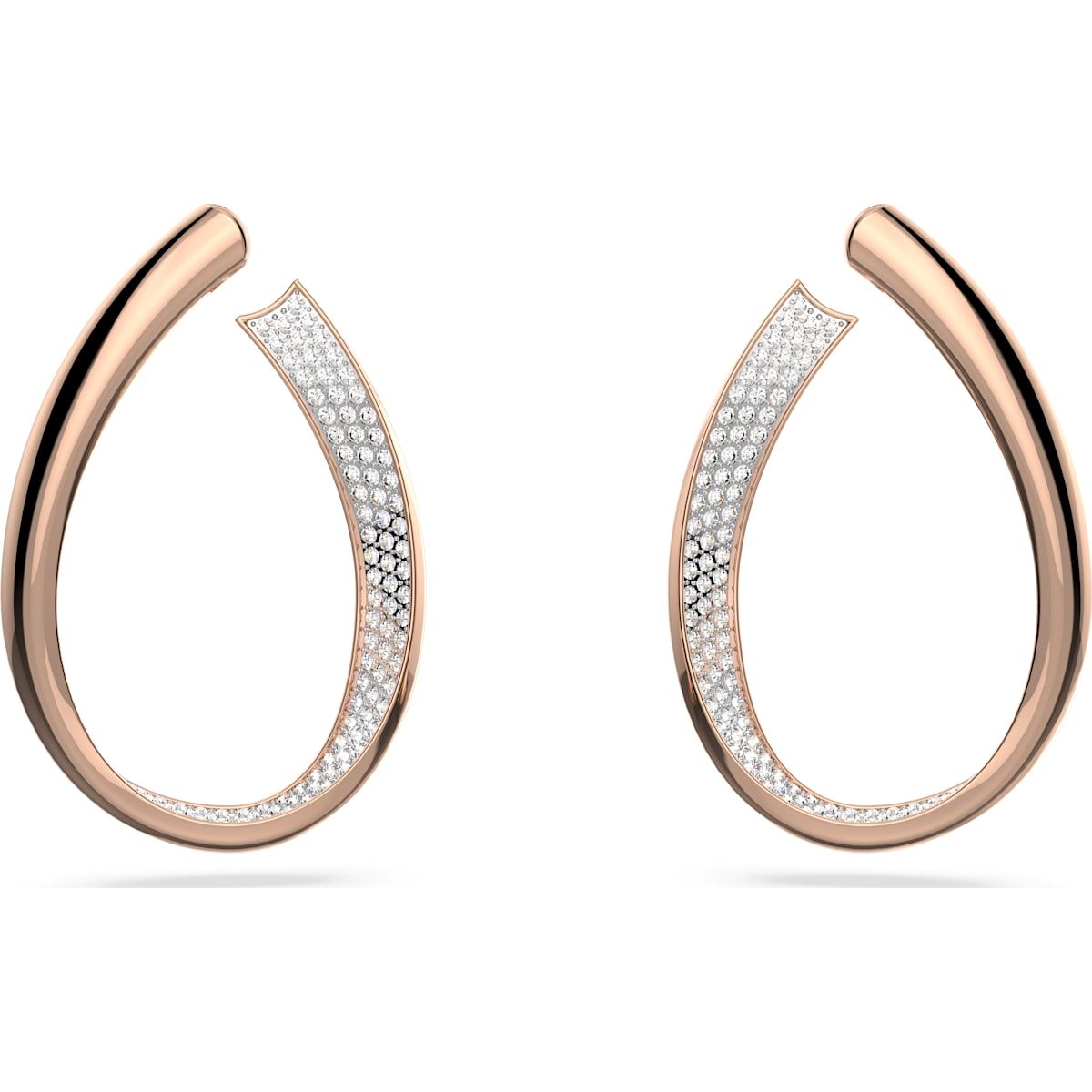 Swarovski Exist Rose Gold Tone Plated Medium White Crystal Hoop Earrings