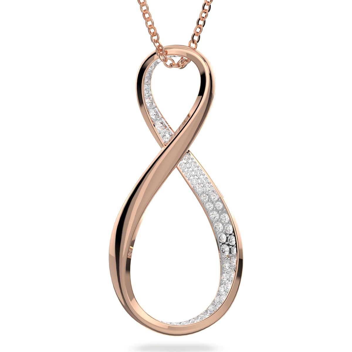 Swarovski Exist Rose Gold Tone Plated White Crystal Infinity Pendant