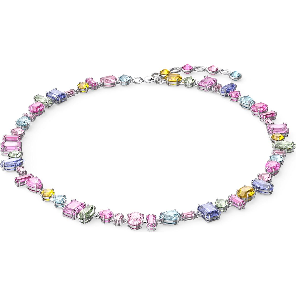 Swarovski Gema Rhodium Plated Multicoloured Crystal Mixed Cut Necklace