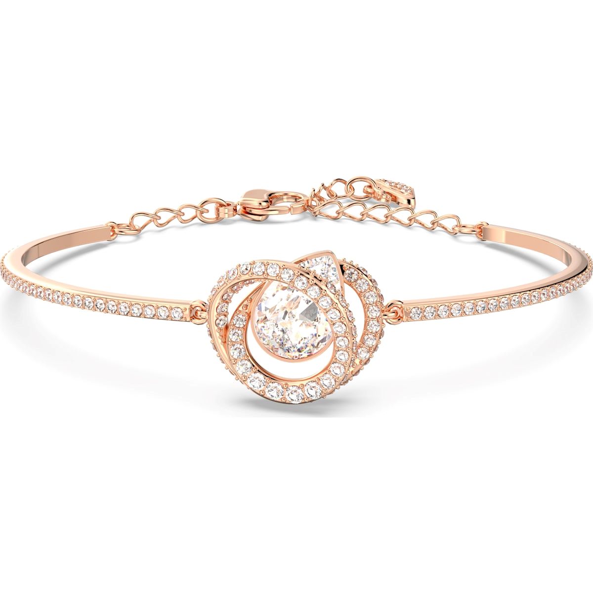 Swarovski Generation Rose Gold Tone Plated White Crystal Spiral Bangle