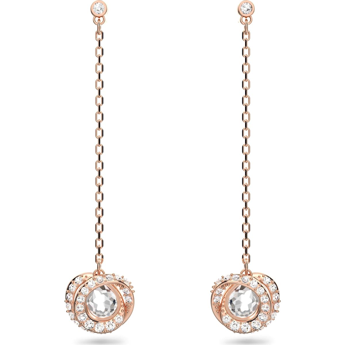 Swarovski Generation Rose Gold Tone Plated White Crystal Spiral Drop Earrings