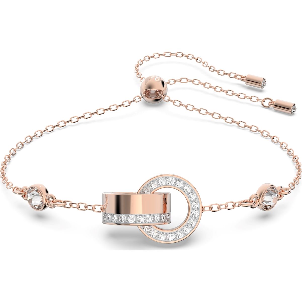 Swarovski Hollow Rose Gold Tone Plated White Crystal Intertwined Bracelet