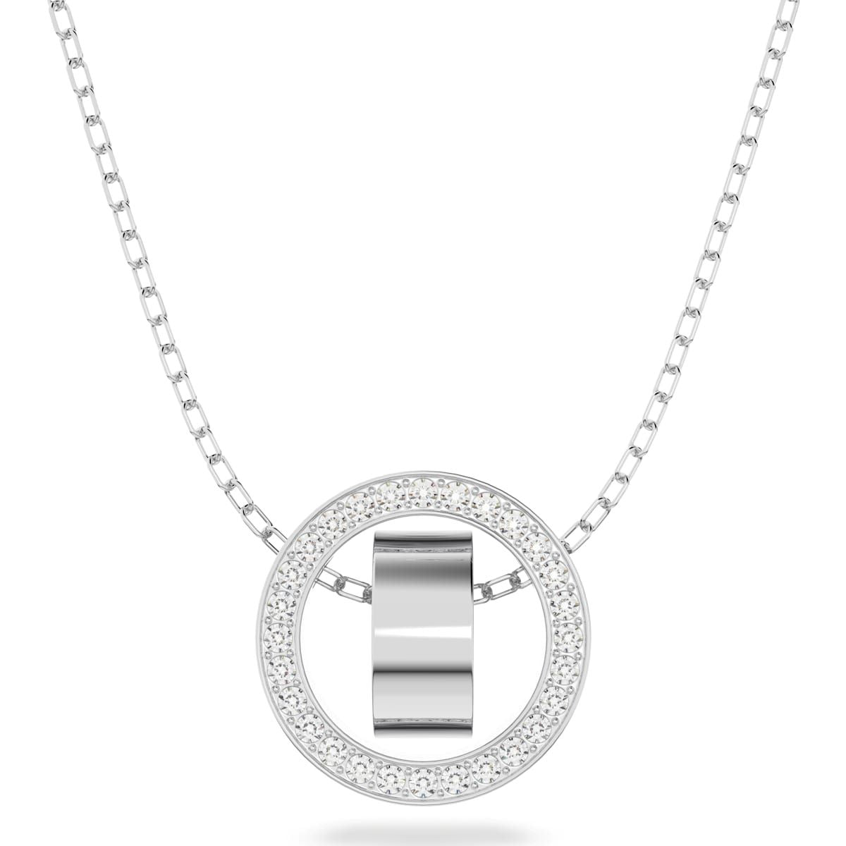 Swarovski Hollow Rhodium Plated White Crystal Circle Pendant