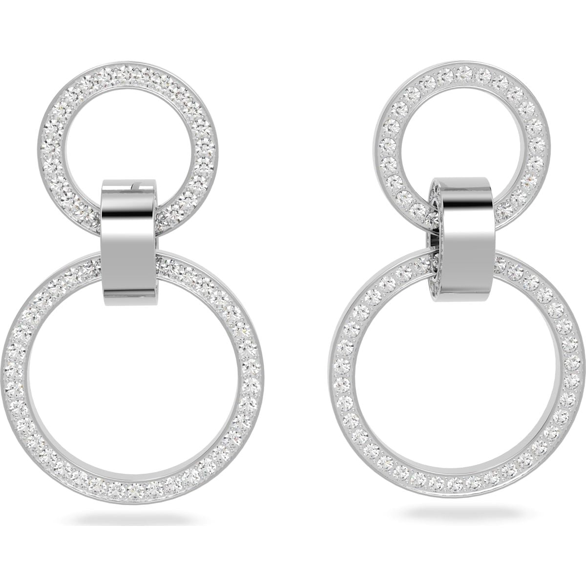 Swarovski Hollow Rhodium Plated White Crystal Hoop Earrings