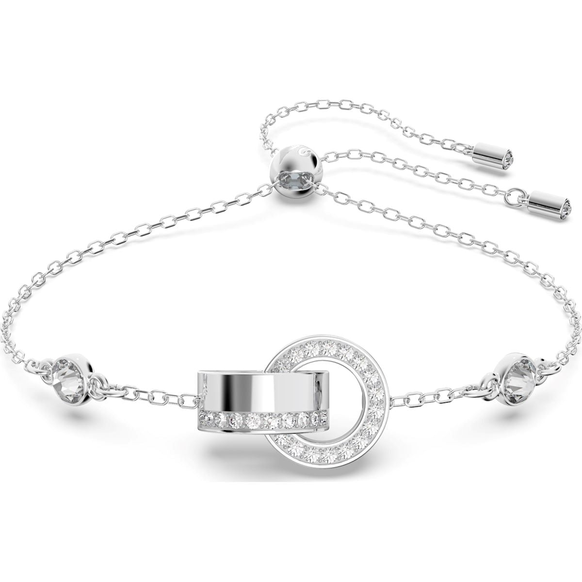 Swarovski Hollow Rhodium Plated White Crystal Intertwined Bracelet