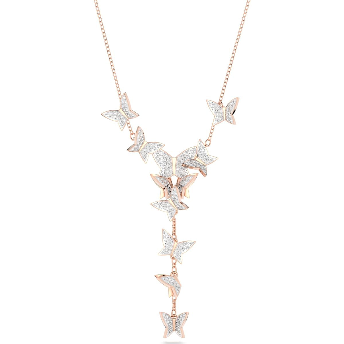 Swarovski Lilia Rose Gold Tone Plated White Crystal Butterfly Y Necklace D