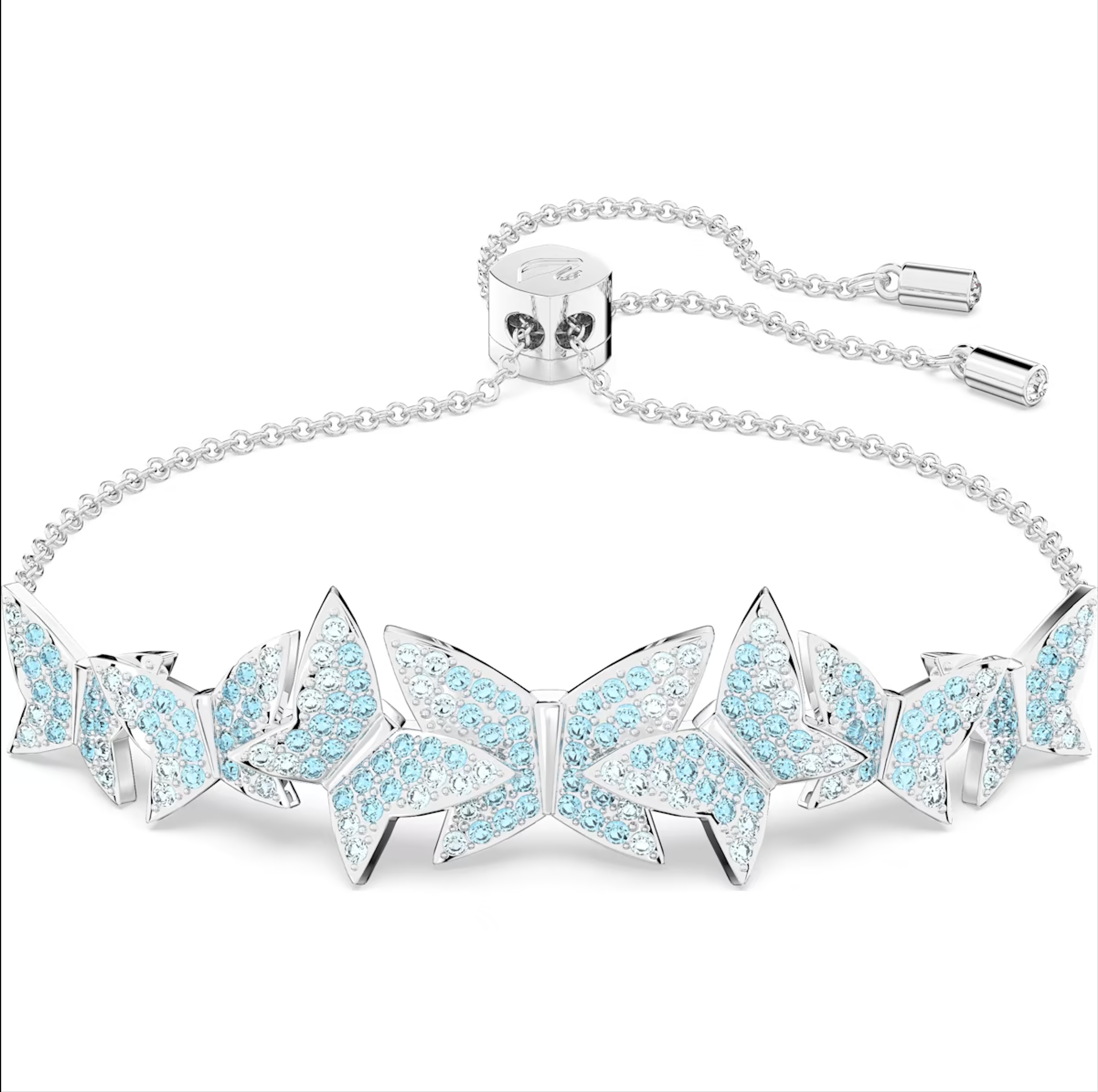 Swarovski Lilia Rhodium Plated Butterfly Blue Crystal Bracelet