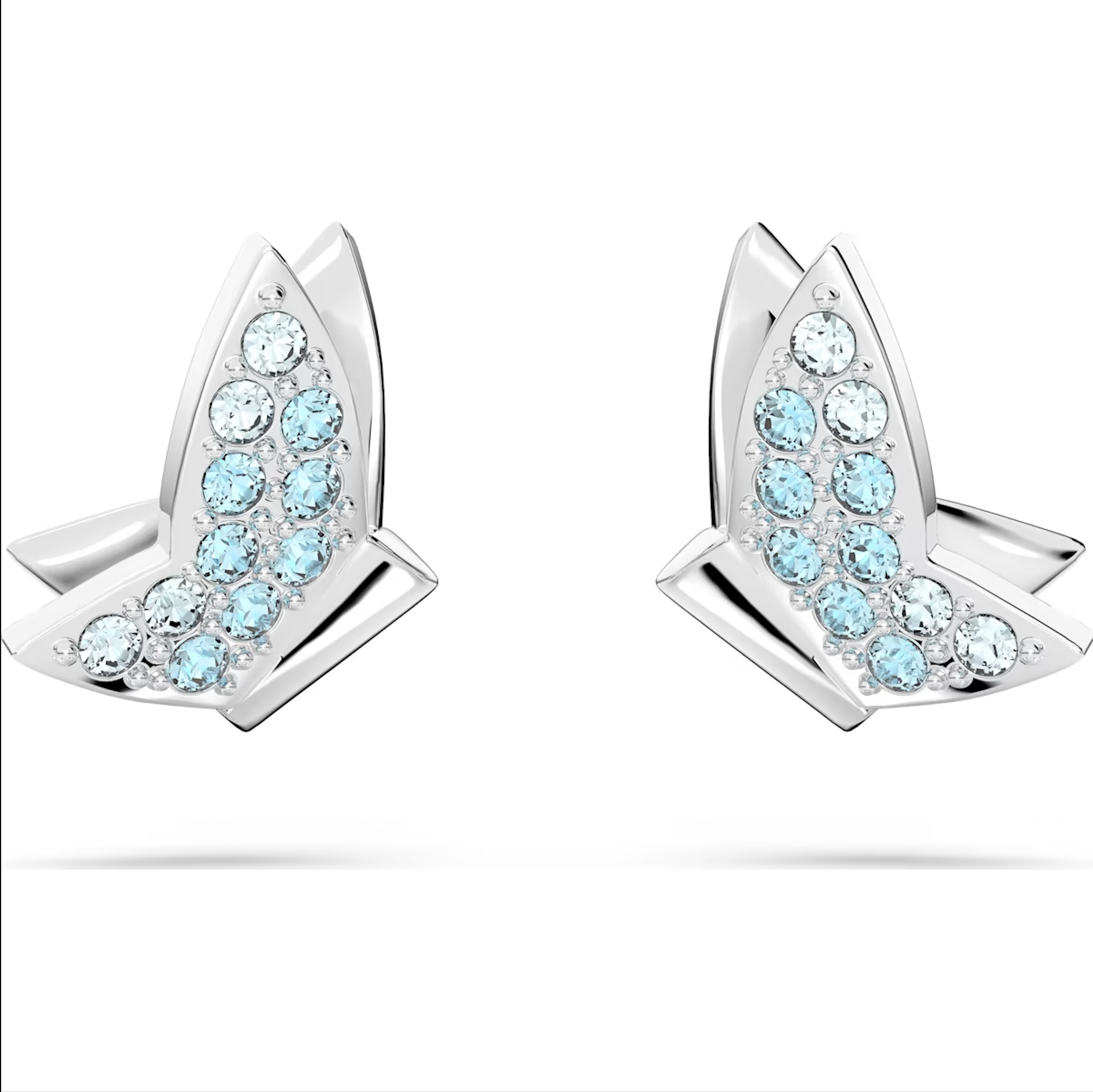 Swarovski Lilia Rhodium Plated Butterfly Blue Crystal Stud Earrings