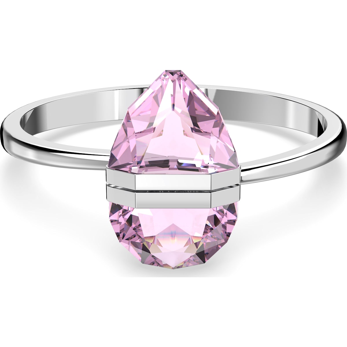 Swarovski Lucent Stainless Steel Pink Oversized Crystal Magnetic Bangle