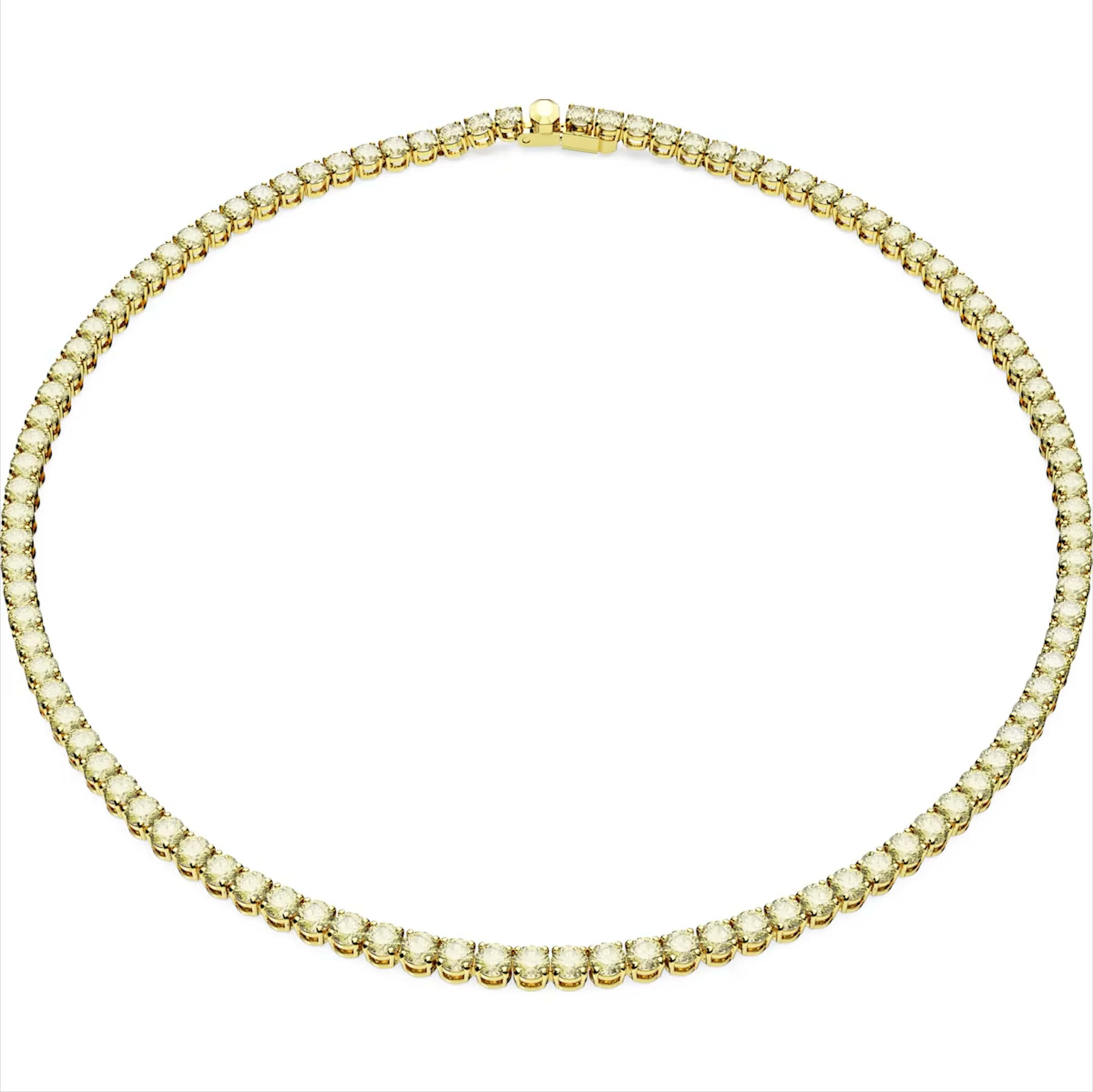 Swarovski Matrix Yellow Gold Tone Plated Round Yellow Crystal Tennis Necklace