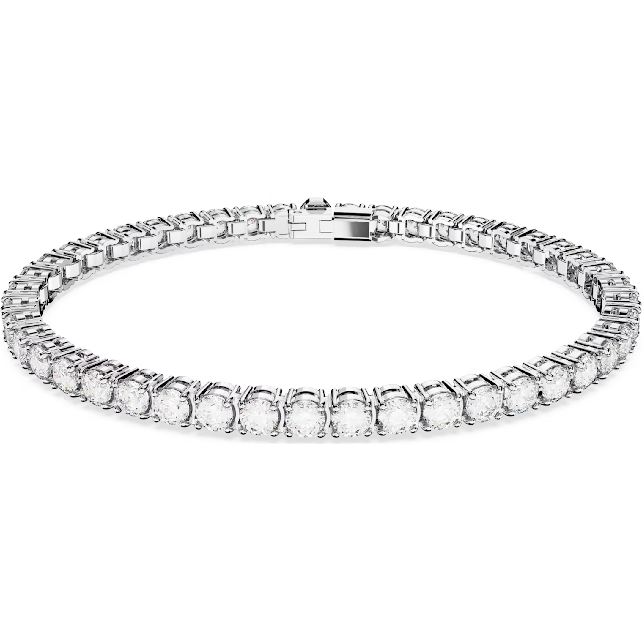 Swarovski Matrix Rhodium Plated Round White Crystal Tennis Bracelet