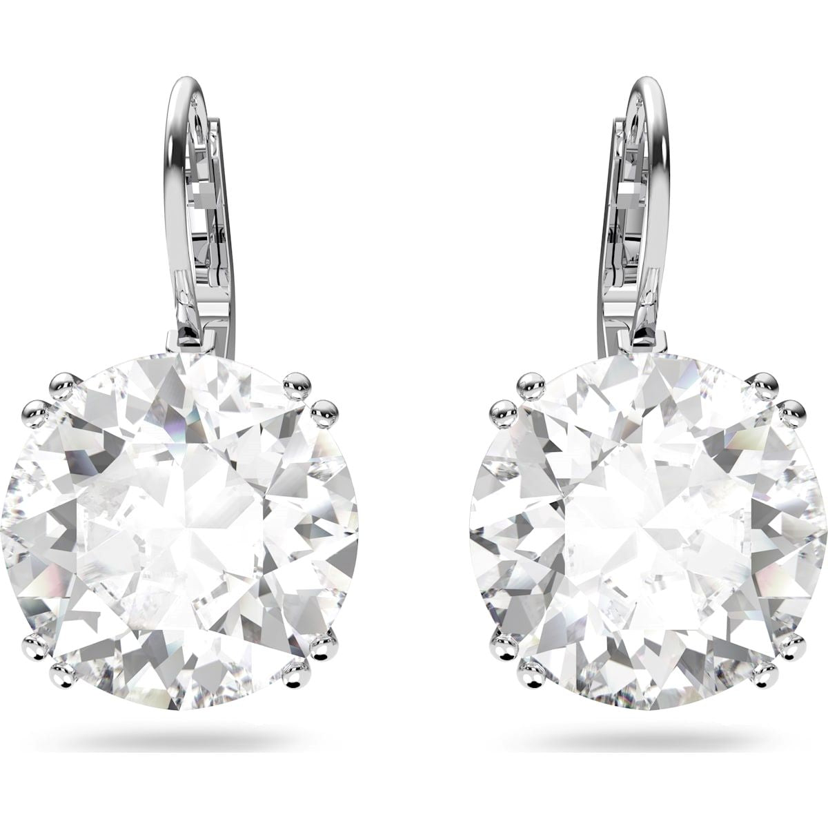 Swarovski Millenia Rhodium Plated White Crystal Round Drop Earrings