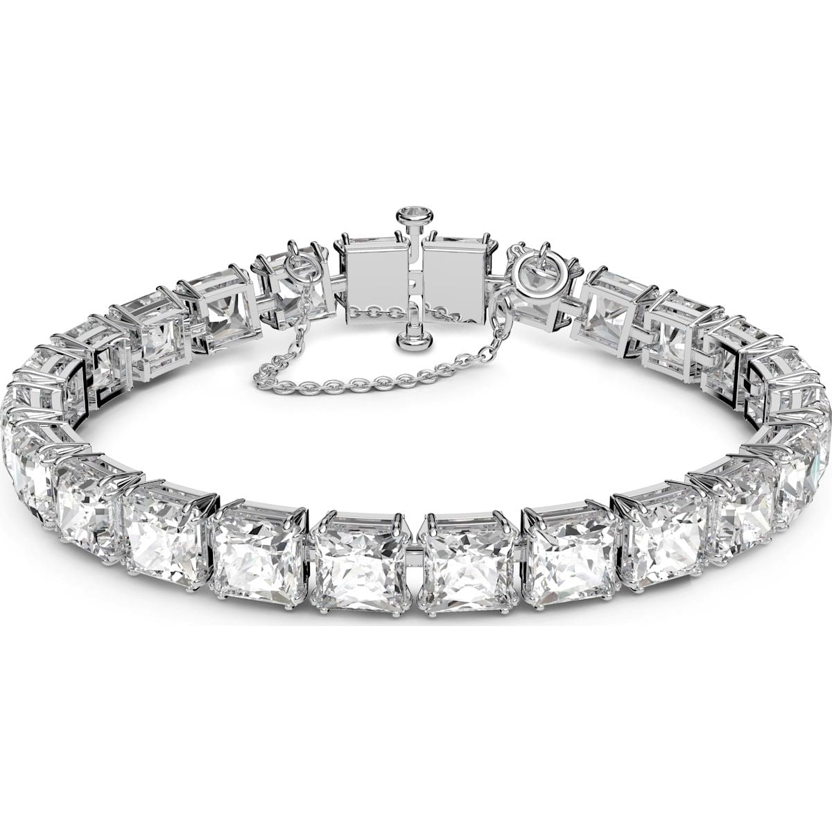 Swarovski Millenia Rhodium Plated White Crystal Square Cut Small Bracelet