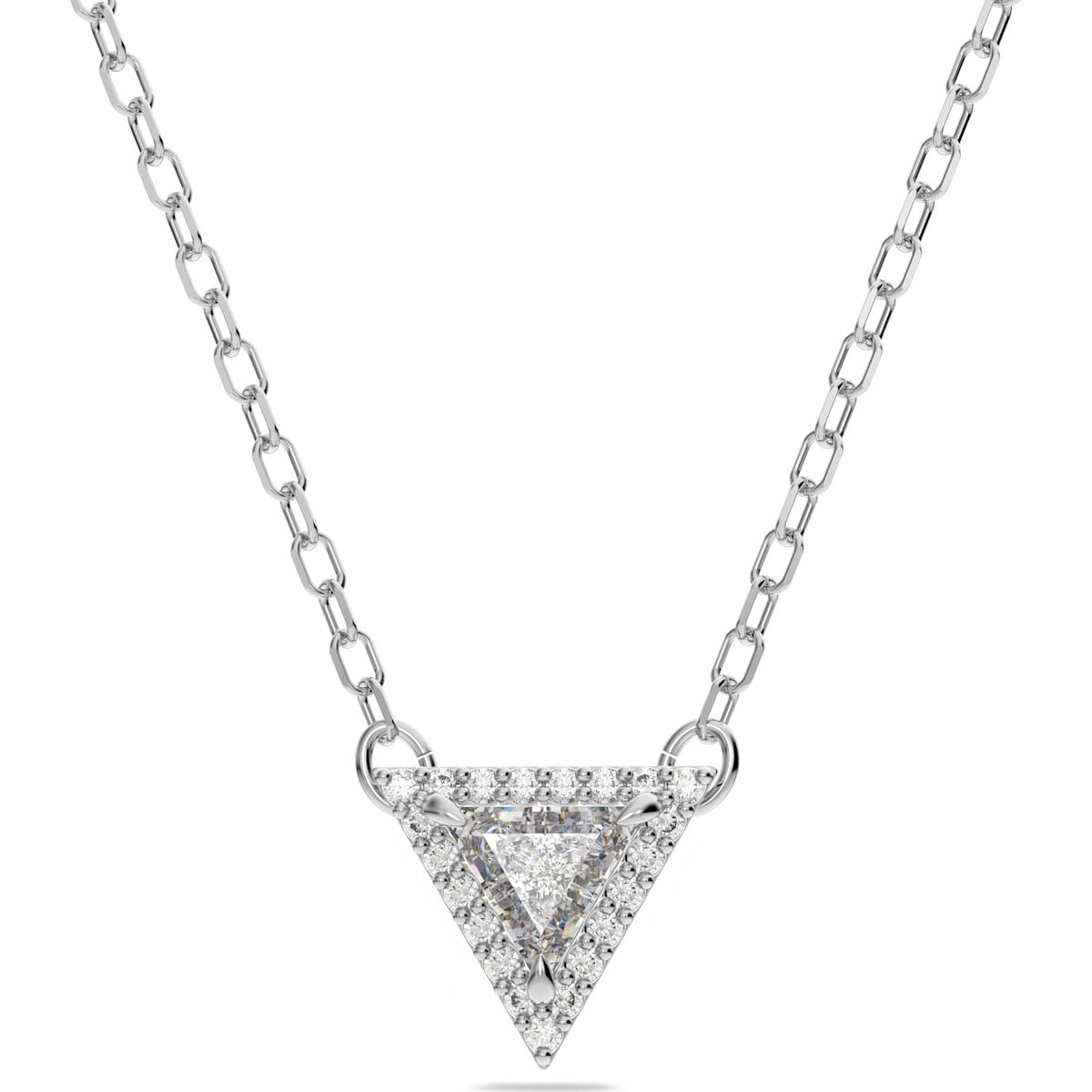 Swarovski Ortyx Rhodium Plated White Crystal Triangle Pendant