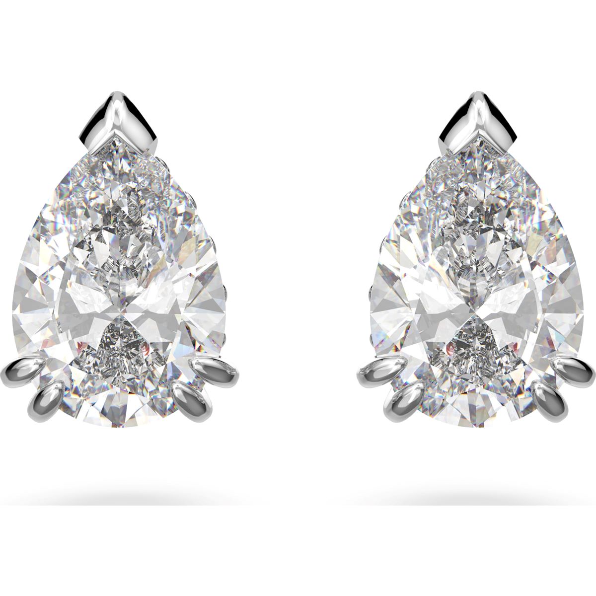 Swarovski Millenia Rhodium Plated White Crystal Pear Cut Earrings