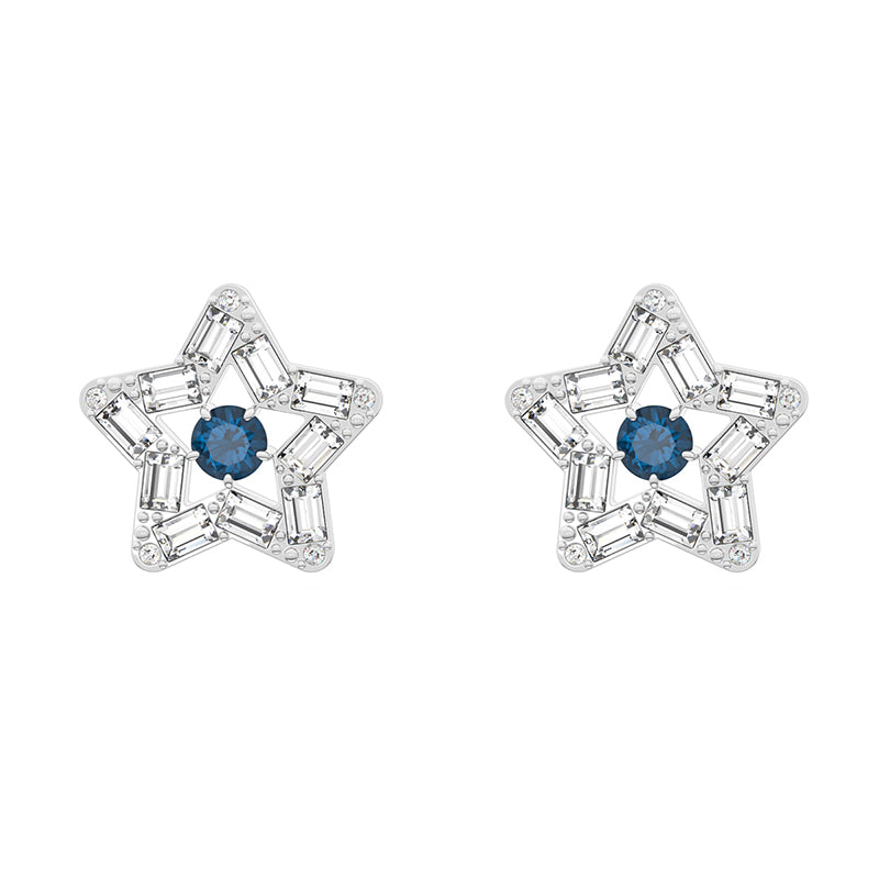 Swarovski Stella Rhodium Plated White Crystal Star Stud Earrings