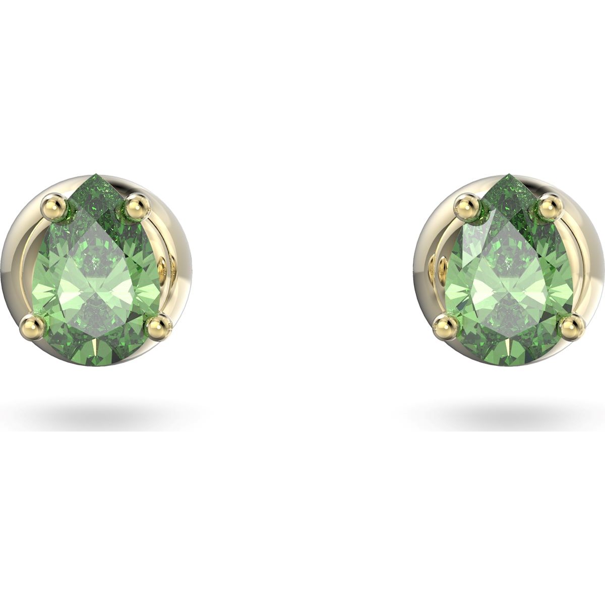 Swarovski Stilla Yellow Gold Tone Plated Green Crystal Stud Earrings