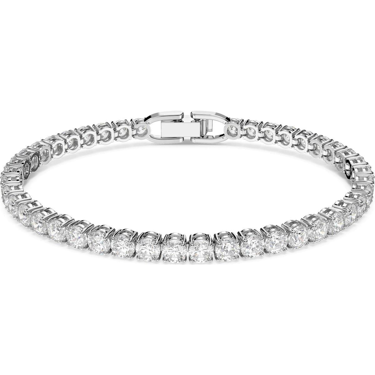 Swarovski Tennis Deluxe Rhodium Plated White Crystal Round Cut Bracelet
