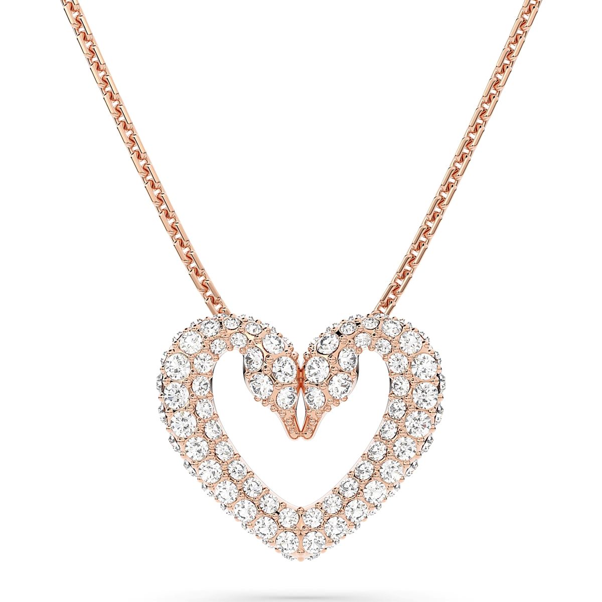 Swarovski Una Rose Gold Tone Plated White Crystal Heart Pendant