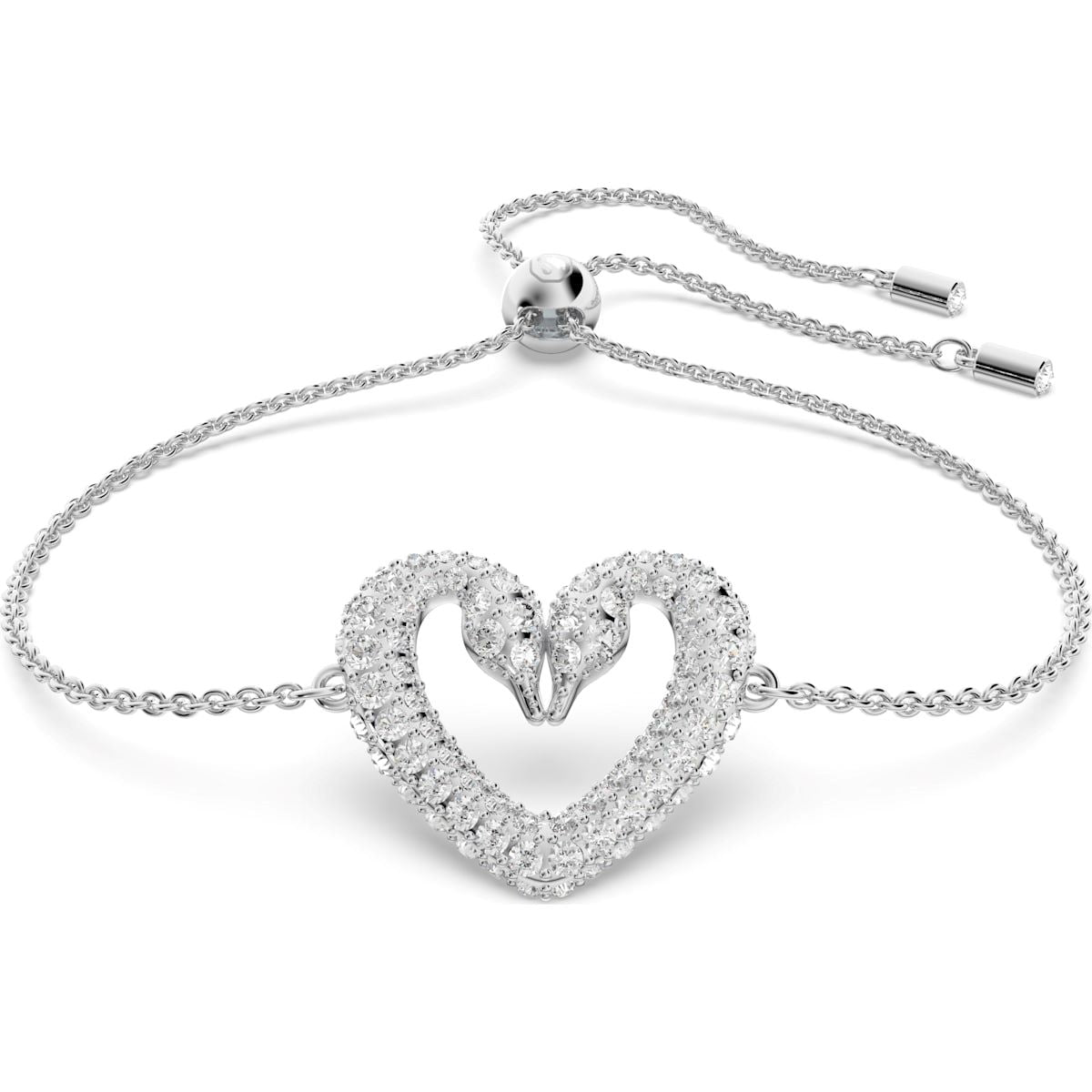 Swarovski Una Rhodium Plated White Crystal Heart Bracelet
