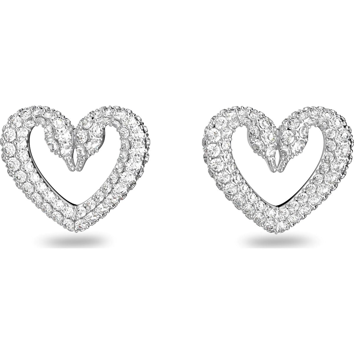 Swarovski Una Rhodium Plated White Crystal Heart Earrings