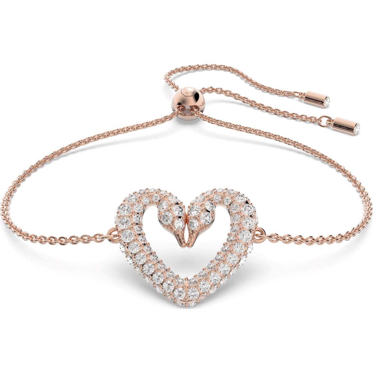 Swarovski Una Rose Gold Tone Plated White Crystal Heart Bracelet