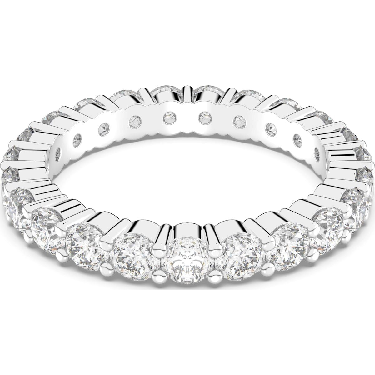 Swarovski Rhodium Plated White Crystal Round Cut XL Ring Size 48