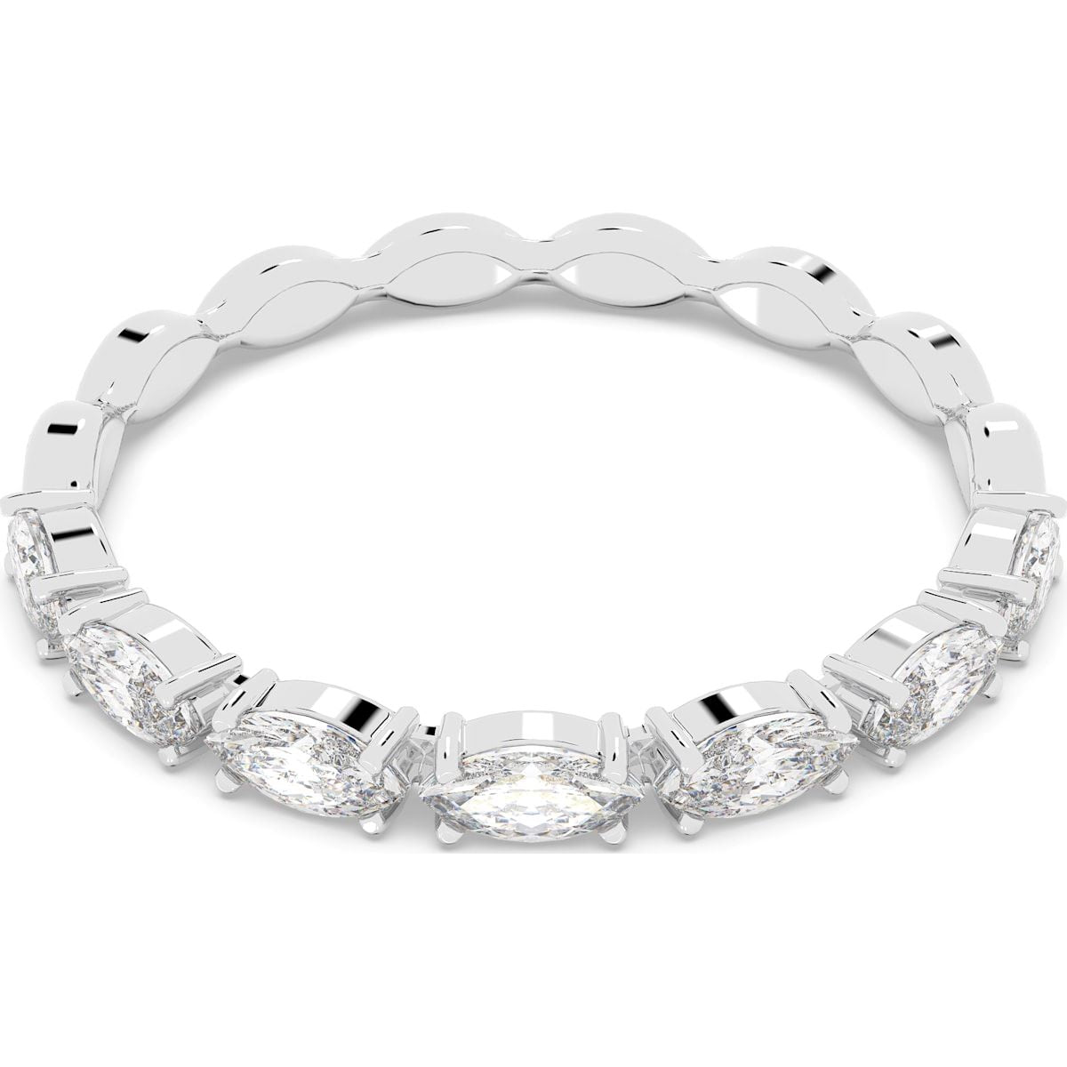 Swarovski Vittore Rhodium Plated White Crystal Marquise Cut Ring Size 50