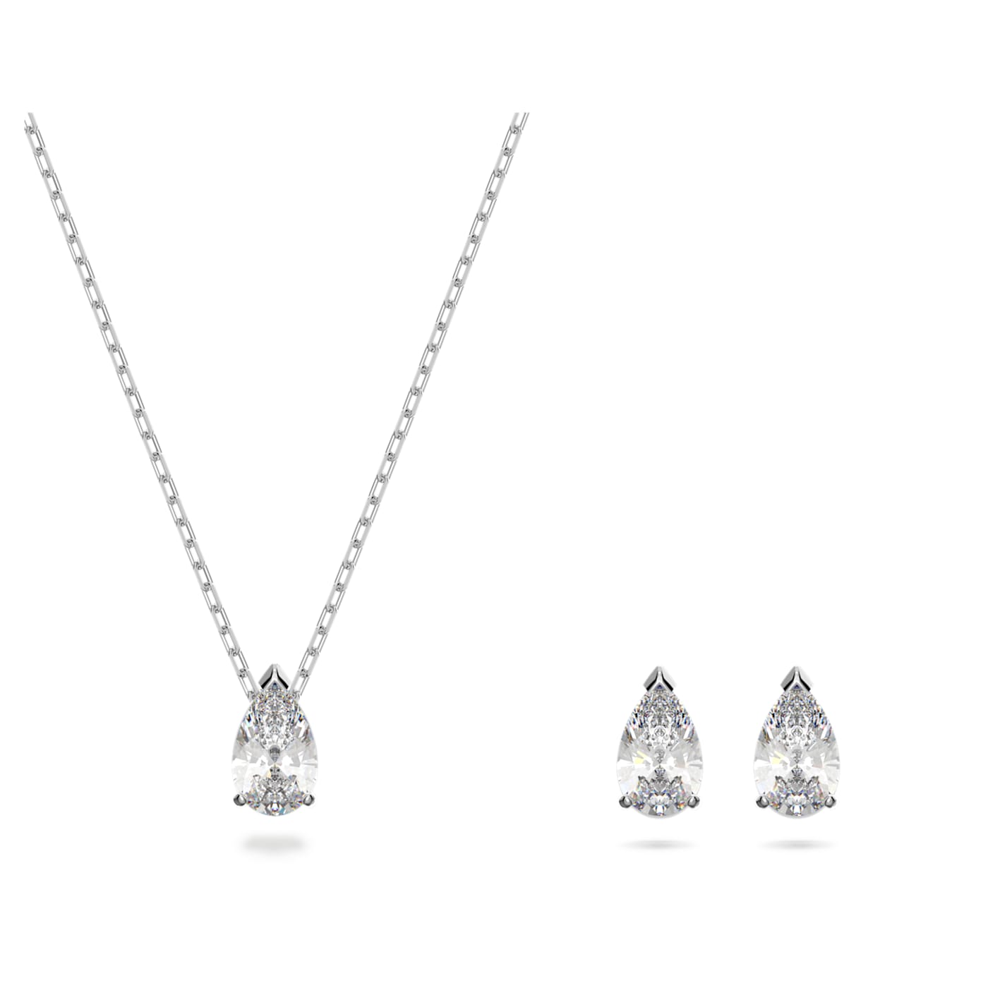 Swarovski Attract Pear Cut White Crystal Necklace And Earrings Set D