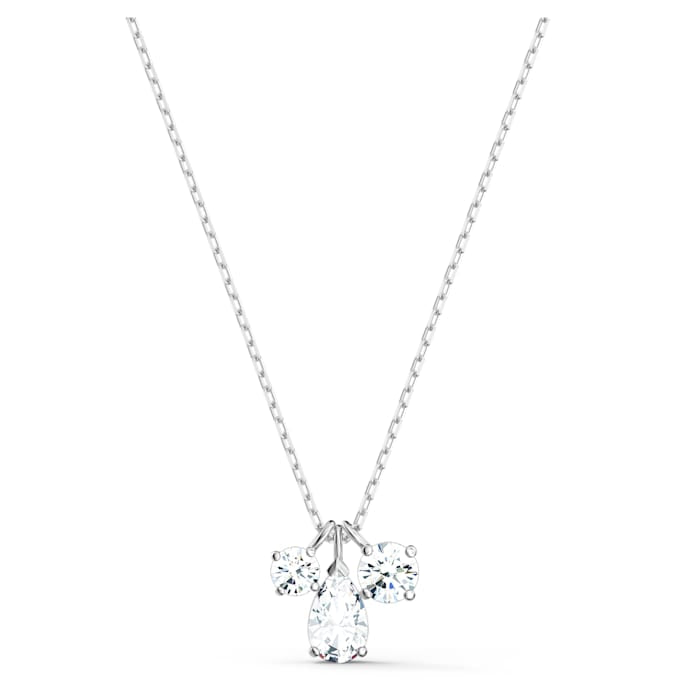 Swarovski Attract Rhodium Plated White Crystal Three Stone Pendant