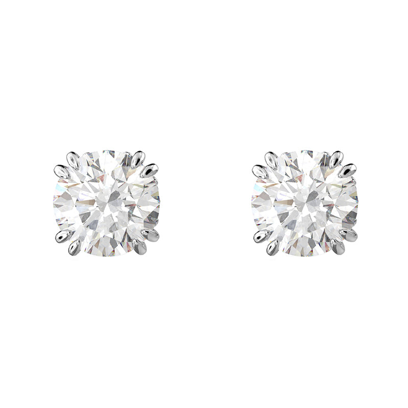 Swarovski Constella Rhodium Plated White Crystal Solitaire Stud Earrings