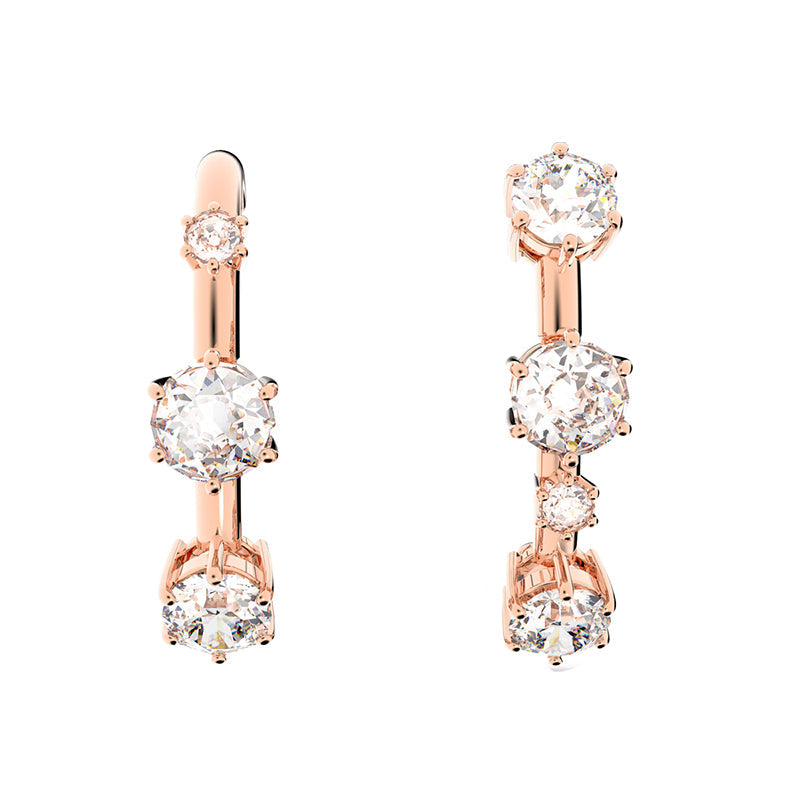 Swarovski Constella Rose Gold Tone Plated White Crystal Ear Cuff Earrings